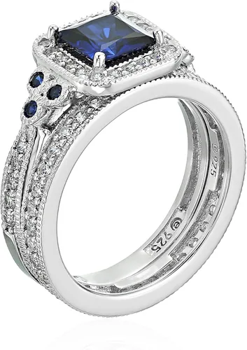 Vista 17 de Amazon Essentials Anillo antiguo de plata de ley chapada en platino o oro con circonita cúbica de elementos infinitos de corte Asscher