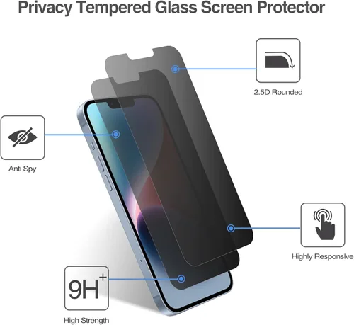 Vista 9 de ProCase Paquete de 2 protectores de pantalla de privacidad para iPhone 17e, 16e, 14, 13, 13 Pro