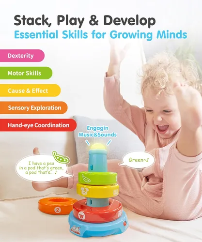 Vista 3 de BEST LEARNING Stack & Learn - Juguete apilable de actividades educativas de desarrollo para bebés de 6 o 9 meses en adelante Regalo de cumpleaños