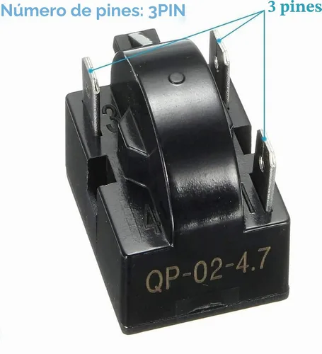 Vista 2 de QP-02-4.7 Reemplazo de relé de arranque/arranque de 3Pin 4.7Ohm para mini refrigeradores, refrigeradores compactos, refrigeradores de bebidas