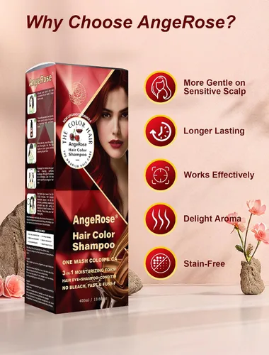 Vista 5 de Champú de Tinte de Cabello Vino Rojo 3 en 1, Tinte Natural para el Cabello para Cubrir el Cabello Gris, 400 ML