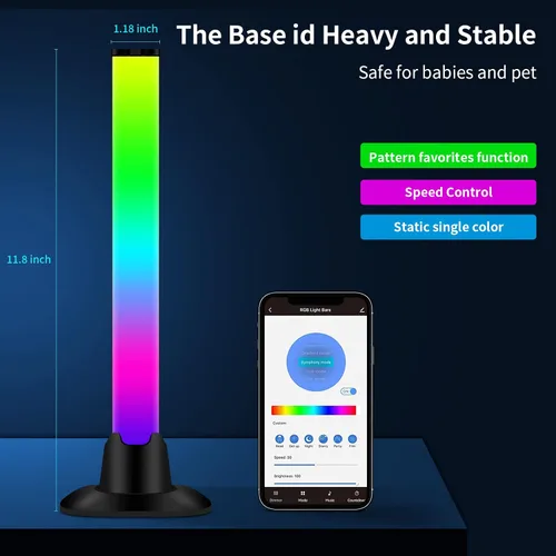 Vista 6 de Barra de luz LED inteligente, luces para juegos, iluminación ambiental con modos de escena y modos de música, barras de luz de color Bluetooth