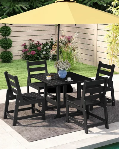 Vista 6 de GREENVINES Silla de comedor al aire libre HDPE, sillas sin brazos, negro