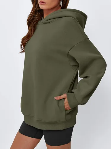 Vista 3 de EFAN Sudadera cómoda con capucha de gran tamaño para mujer Verde Armada (ArmyGreen)