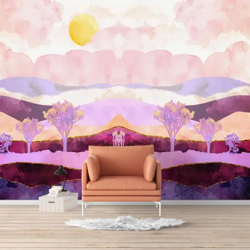 Vista 12 de SIGNFORD - Mural de pared de estilo nórdico con papel tapiz de paisaje natural extraíble para dormitorio o sala de estar.
