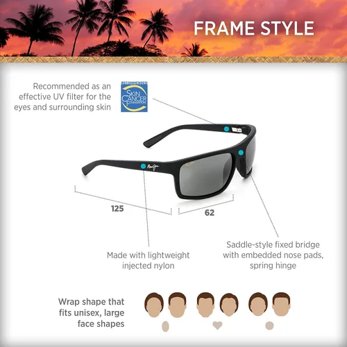 Vista 8 de Maui Jim Mens and Womens Byron Bay Polarized Wrap Sunglasses