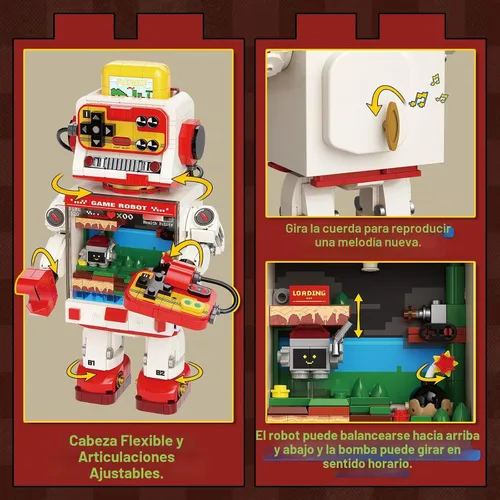 Vista 4 de Fantastic Idea Game Robot Juego de bloques de construcción, juguetes de construcción de consola de juegos retro, colección y exhibición