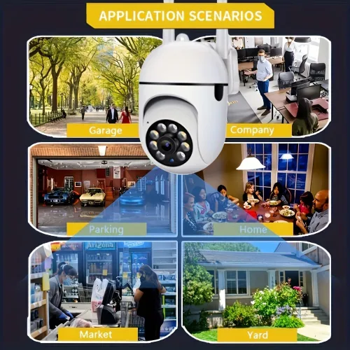 Vista 2 de 4 cámaras inalámbricas de 2 MP, compatible con WiFi de 2.4 GHz, sistema de vigilancia interior HD panorámico de 360°, cámara de monitoreo