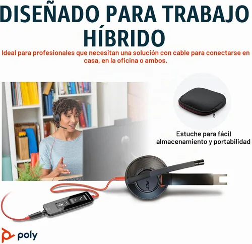 Vista 2 de Poly Blackwire 5210 - Auriculares con cable (Plantronics), micrófono flexible con cancelación de ruido, diseño de un solo oído, PC/Mac, móvil a