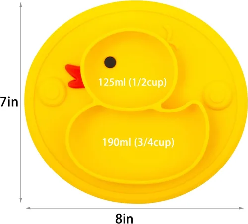 Vista 6 de Linowos Platos de silicona divididos para niños pequeños, placas de succión antideslizantes portátiles para niños, bebés y niños, sin BPA, plato