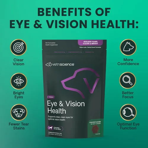 Vista 5 de VetriScience Eye & Vision - Masticables para la salud para perros, astaxantina y extracto de arándano, vitaminas y antioxidantes para los ojos