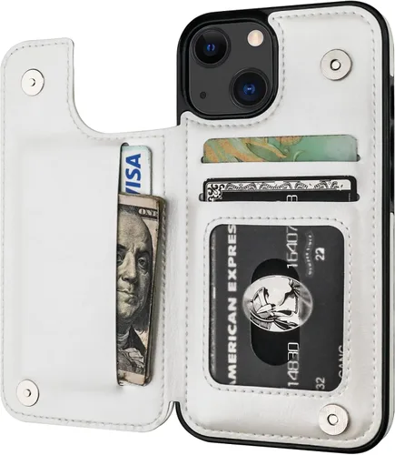 Vista 14 de ONETOP - Funda tipo cartera con tarjetero para iPhone 13, color negro Kickstand,ID/Cash Holder,Case Wallet with Card Slots,Double Magnetic