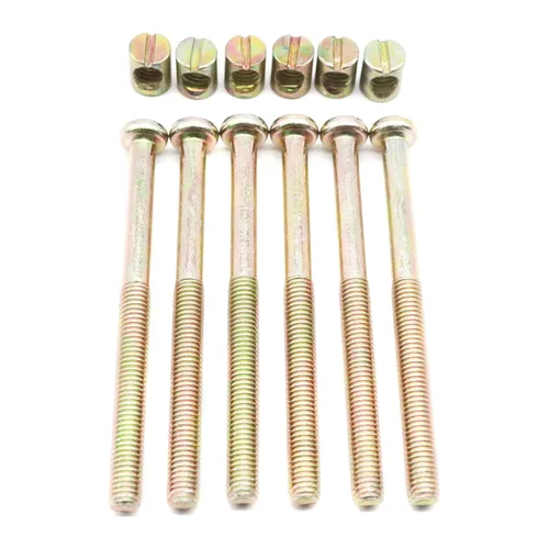 Vista 5 de Juego de tornillos y tuercas para litera, paquete de 10 tapas hexagonales M8x100mm, tornillos de barril de media rosca, kit de tuercas para cuna