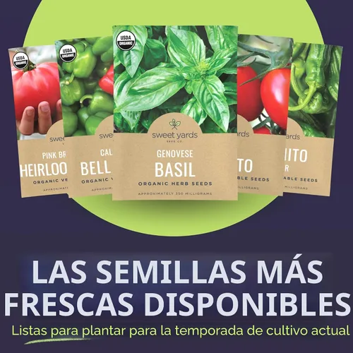 Vista 3 de Paquete variado de semillas orgánicas de verano, 12 paquetes individuales, temporada 2026, albahaca, tomate, pepino, sandía y mucho más para plantar