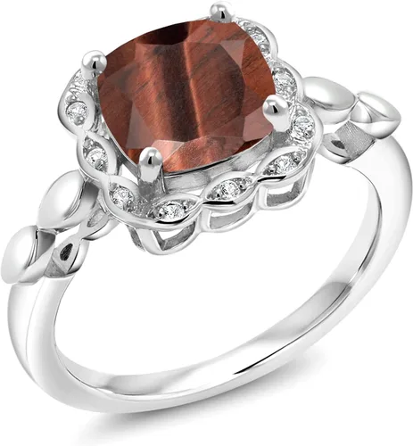 Vista 70 de Gem Stone King Anillo de compromiso de plata de ley 925 de 0.315 in con piedra natal y zafiro blanco creado Anillo de compromiso de boda
