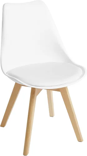 Vista 9 de Juego de 4 sillas de comedor, modernas sillas de comedor tapizadas con asiento acolchado de piel sintética, sillas de cocina sin brazos con respaldo