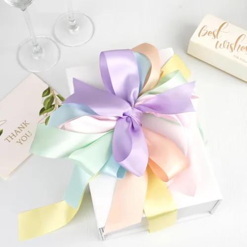 Vista 6 de Pastel Rainbow Satin Ribbon, 1.5 Inch x 30 Yards, 6 Rolls Assorted Pastel 1.5