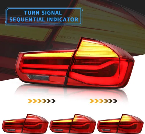Vista 4 de VLAND Luces traseras LED compatibles con BMW Serie 3 BMW F30 F35 F80 320i 328i 328D 335i M3 6ª generación sedán 13-18 con intermitentes ámbar