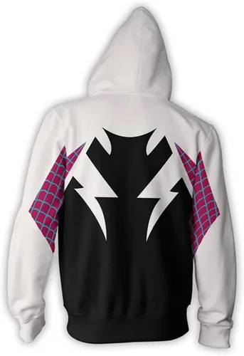 Vista 2 de Cos Spider Gwen Superhero 3D Style - Sudadera con capucha y cremallera, unisex, para adulto
