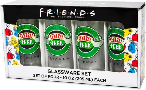 Vista 2 de Silver Buffalo Friends Central Perk NYC - Juego de vasos de 4 piezas, 10 onzas Vaso Central Perk NYC de 10 oz