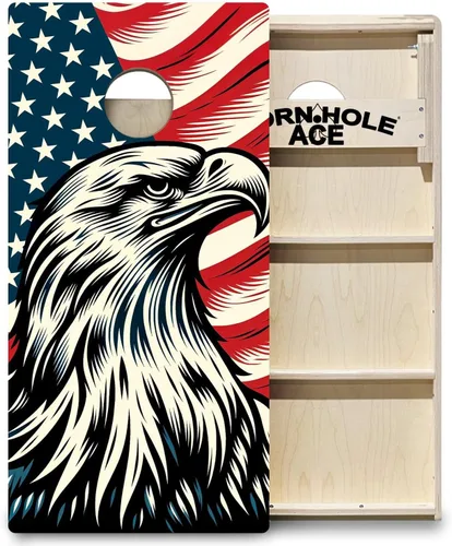 Vista 16 de ACE PRO American Flag Cornhole Board Set - No Bounce! Triple Wide Legs, 3/4" Baltic Birch Plywood, Handles, Regulation Size (4x2ft), Tournament