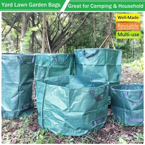 Vista 6 de Paquete de 2 bolsas profesionales de jardín grandes de 80 galones (D26, H33 pulgadas) con guantes de jardinería para bolsas de hojas, residuos