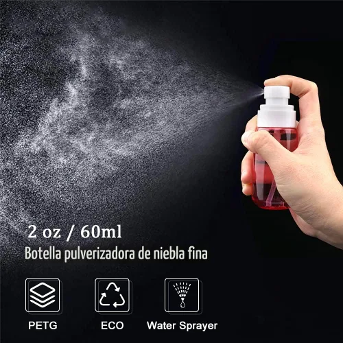 Vista 2 de Cosywell Botella de spray de viaje aprobada por la TSA de 2oz 60ml, paquete de 3, a prueba de fugas, nebulización fina, botella de spray de plástico