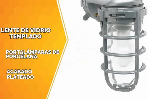 Vista 4 de Woods L1707SV Luz industrial incandescente tradicional de 150 W, con soporte para pared, plateada, grande