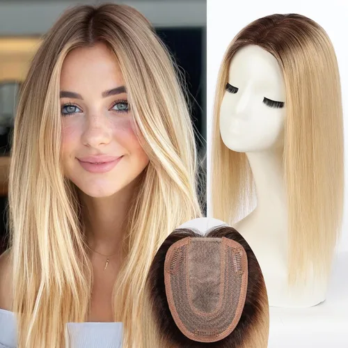 Vista 20 de HAIRCUBE Pelucas de cabello humano 100% con flequillo, densidad 150%, base de seda, clip en la parte superior, pelucas de cabello superior