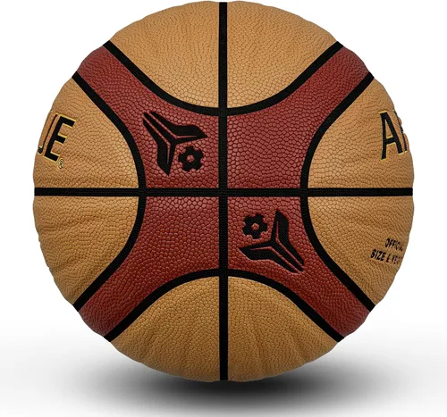 Vista 8 de Color rojo y marrón bloqueado 12 paneles de baloncesto calidad PU