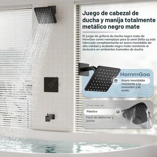 Vista 3 de Kit de recambio para grifo de ducha Delta Serie 14, color negro mate Negro mate 2