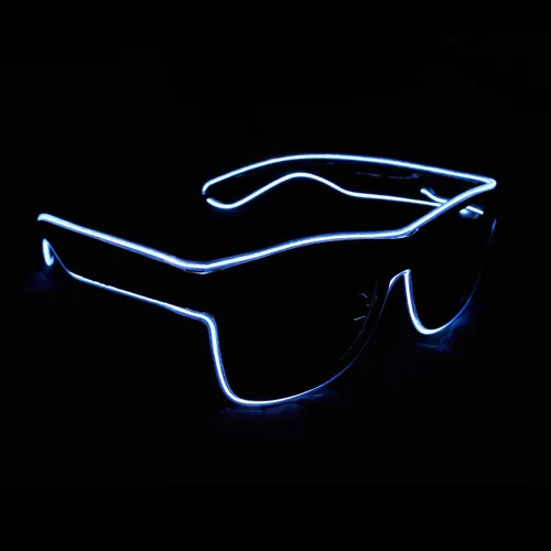 Vista 4 de Aquat Luces EL Wire Neón Rave Gafas de sol resplandor intermitentes LED Disfraces para fiesta, EDM, Halloween RB01