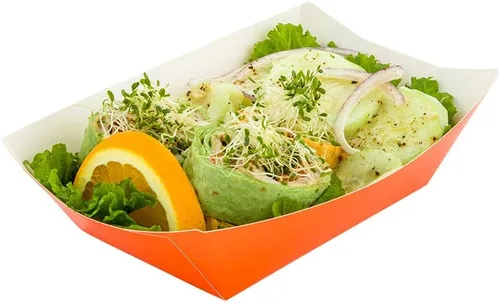Vista 21 de Restaurantware Bio Tek - Botes de comida de 2 libras, 200 bandejas de papel desechables – Barcos de papel blanco resistentes a la grasa