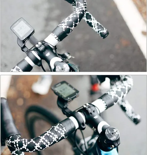 Vista 8 de 2 rollos de cintas de manillar de bicicleta de gel de sílice con tapones de barra para bicicleta de carretera montaña ciclismo Negro Azul