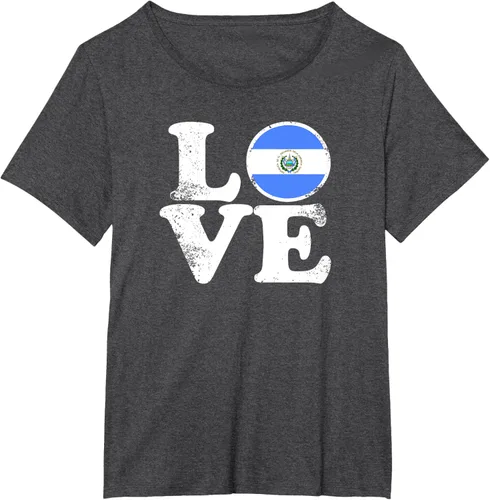 Vista 31 de Love El Salvador Flag tShirt Home Pride Distressed Tee T-Shirt