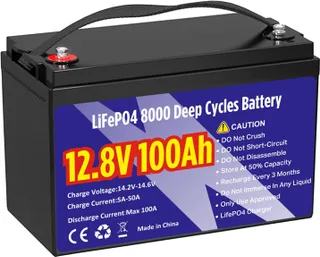 Batería de litio LiFePO4 de 12 V 100 Ah, grupo 31 1280 Wh, batería de fosfato de hierro y litio de más de 8000 ciclos profundos, larga vida útil con