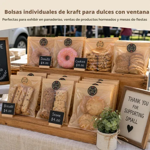 Vista 5 de 100 bolsas de galletas de 7.1 x 7.5 pulgadas con sello y 120