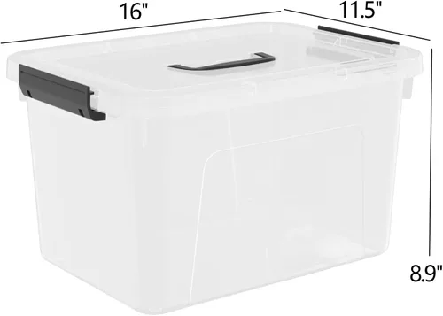 Vista 4 de Paquete de 4 cajas de almacenamiento transparentes de 17.5 cuartos de galón, contenedor de almacenamiento de plástico con tapas