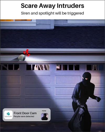 Vista 4 de WUUK Cámara de seguridad, cámara con cable de 4 MP para interiores y exteriores, reconocimiento facial, visión nocturna a color y foco, sin tarifa