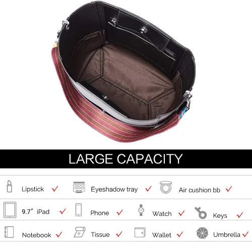 Vista 32 de BROMEN Bolsa Hobo para mujer, diseñada con cuero vegano, de hombro, bandolera