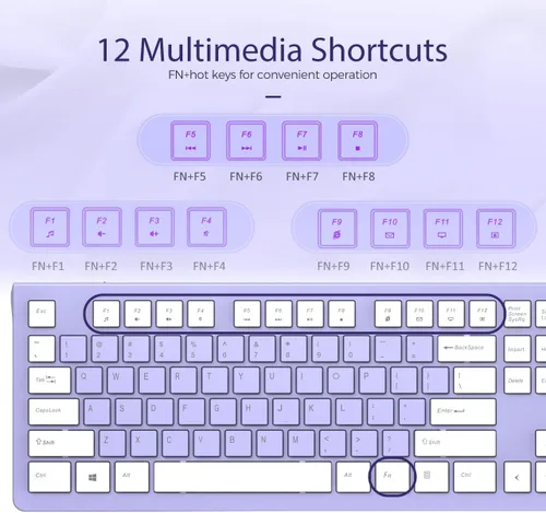Vista 4 de COLIKES Teclado con cable, teclado de computadora USB ultradelgado con teclas de perfil bajo, resistente a derrames, teclas multimedia, compatible