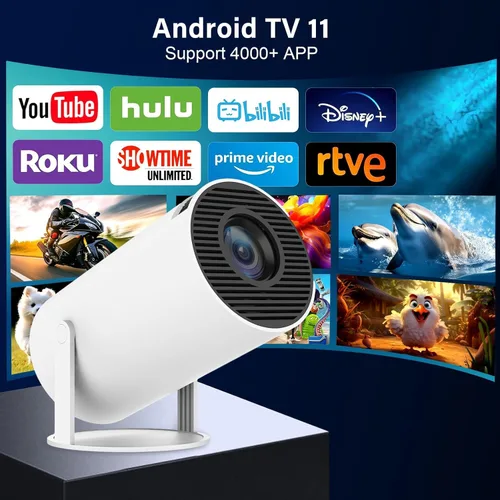 Vista 5 de ENUOSUMA Super Mini Proyector con WIFI 6 y Bluetooth, Proyector Portátil con Soporte 4K 1080P, Aplicación Incorporada, Android 11, 200 ANSI