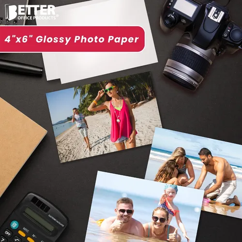 Vista 2 de Papel fotográfico brillante de alta calidad, 4 x 6 pulgadas, 400 hojas, 7.05 oz/m², mejores productos de oficina, 4 x 6, paquete de 400