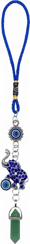 Vista 13 de LUCKBOOSTIUM Llavero de elefante de ojo turco y mandala con piedra preciosa de amatista, llavero decorativo contra el mal de ojo para bendición