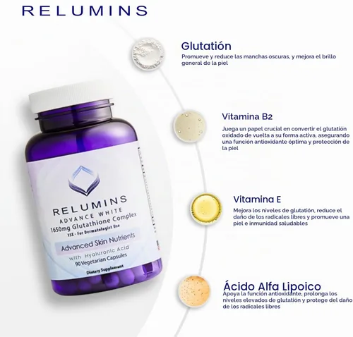 Vista 3 de Suero de blanqueamiento Relumins Advance White con complejo de glutatión, fórmula dermatológica 15× con nutrientes de la piel avanzados de 0.058