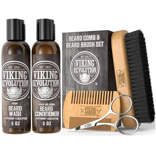 Vista 10 de BEST DEAL peine de madera para barba y estuche, acción dual, dientes finos y gruesos, perfecto para utilizar con bálsamos y aceites, peine