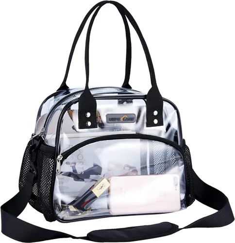 Vista 7 de USPECLARE Bolsa transparente multiusos, bolsa de almuerzo transparente con tablero inferior extraíble, correa de hombro ajustable, aprobada