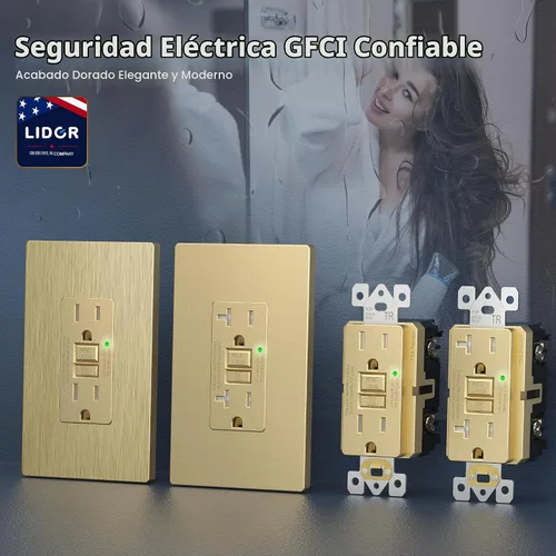 Vista 5 de LIDER Salida GFCI de 20 amperios, receptáculo GFCI, autocomprobación Dorado