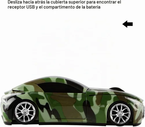 Vista 3 de elec Space Cool Sport Car Shape 2.4GHz Ratones inalámbricos ópticos inalámbricos con receptor USB para PC portátil 1600DPI 3 botones