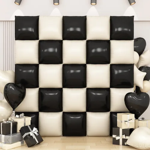 Vista 15 de Globos de aluminio cuadrados rojos, azules y plateados, kit de 25 globos de doble cara para fondo, túnel de helio, arco, guirnalda para el 4 de Rojo